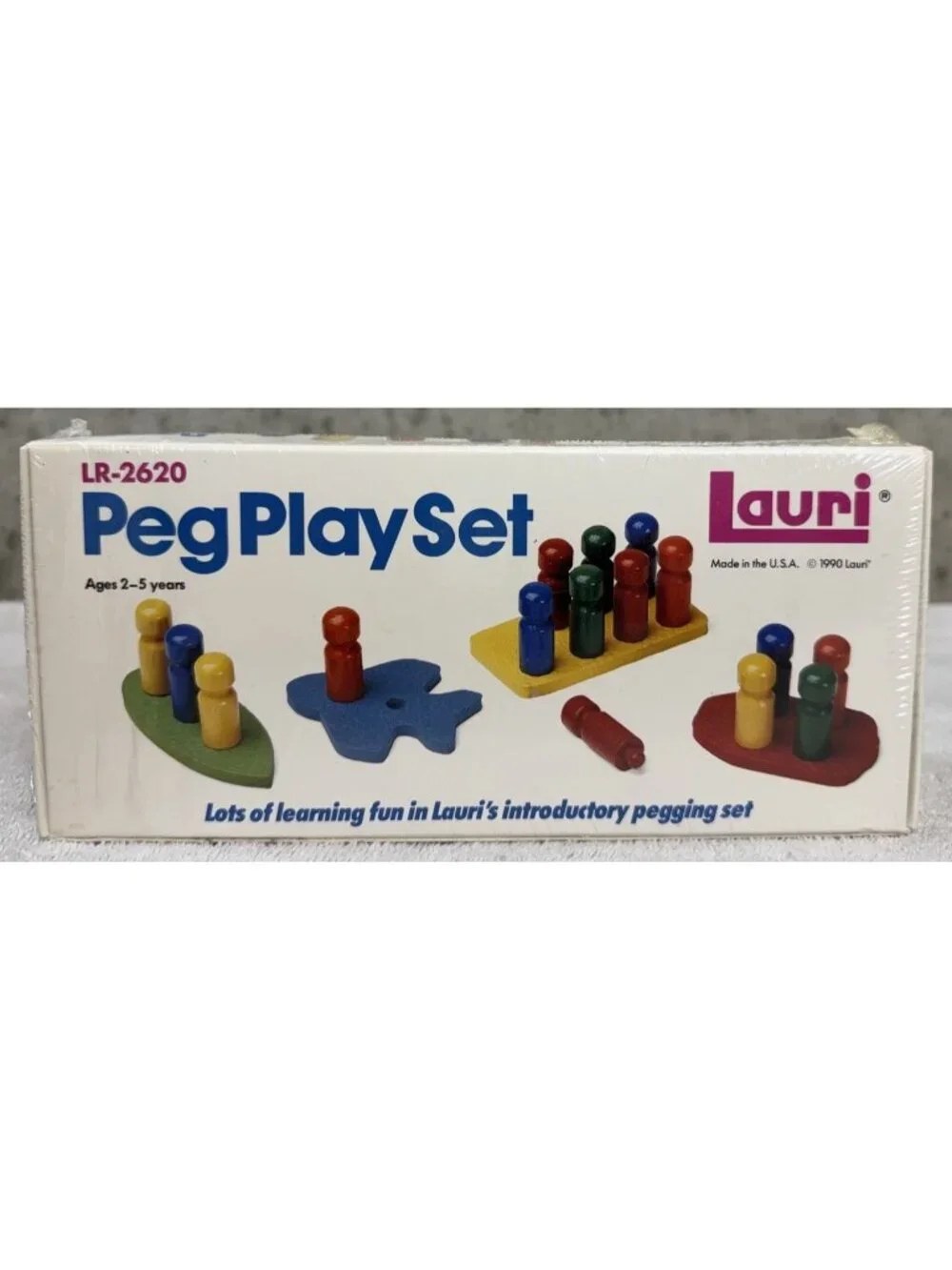 Vintage 1990 Lauri Peg Play Set Educational Toddler Wooden Brain Game Sealed